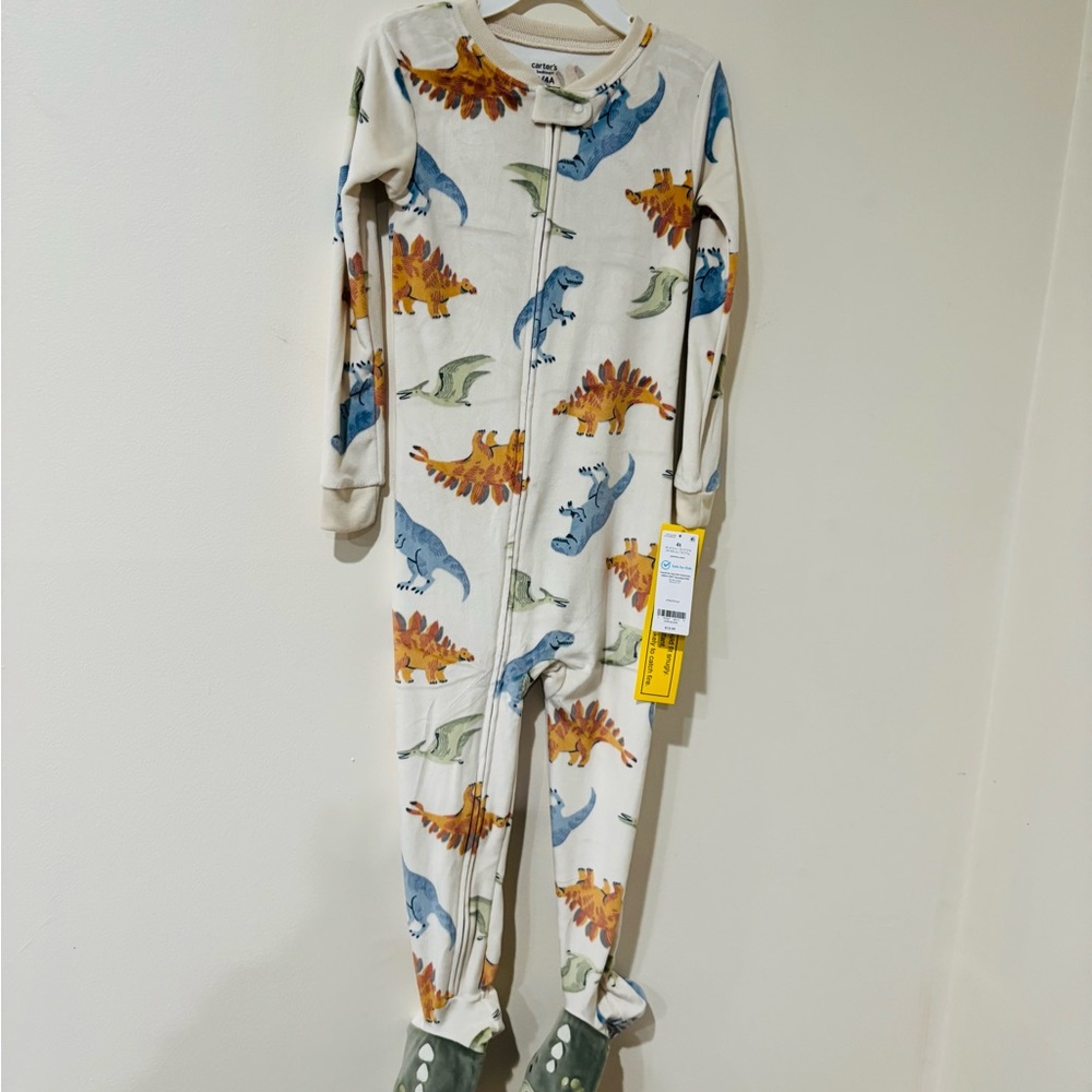 Carter's Dinosaur Print Footed One Piece Pajamas Cotton 2T Long Sleeve